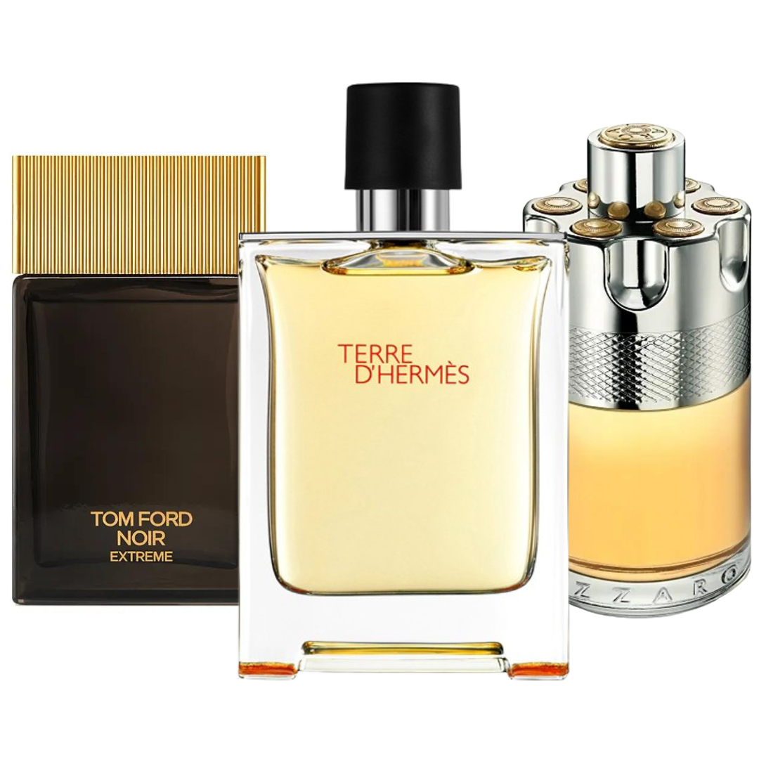 Kit de 3 perfumes Terre de’Herme, Azzaro Wanted,yTom Ford Noir Extreme 100ml