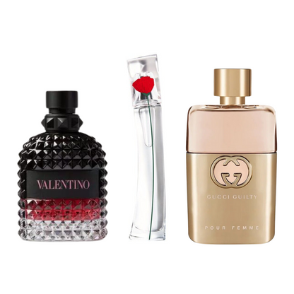 Kit de 3 perfumes Gucci Guilt, Valentini Intense, e Flower Kenzo 100ml